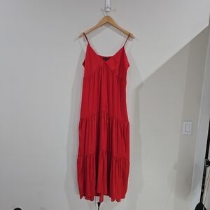 Banana Republic Special Occasion Red Slip Dress Size 16 In Spicy Orange Color